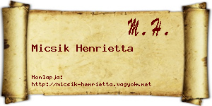 Micsik Henrietta névjegykártya